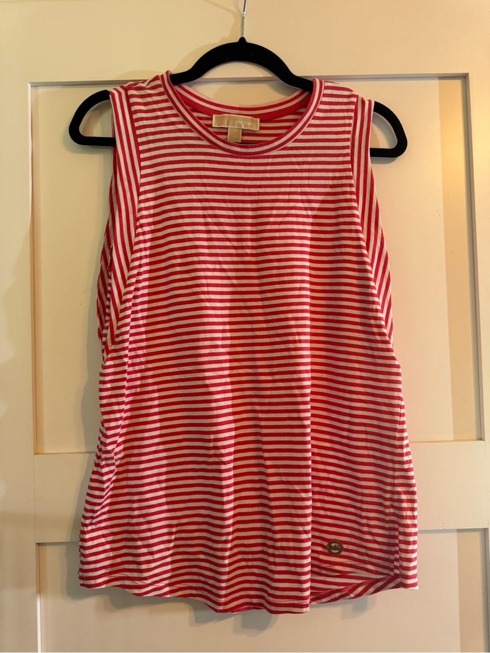 Michael Kors Red and White Striped Sleeveless Tank
